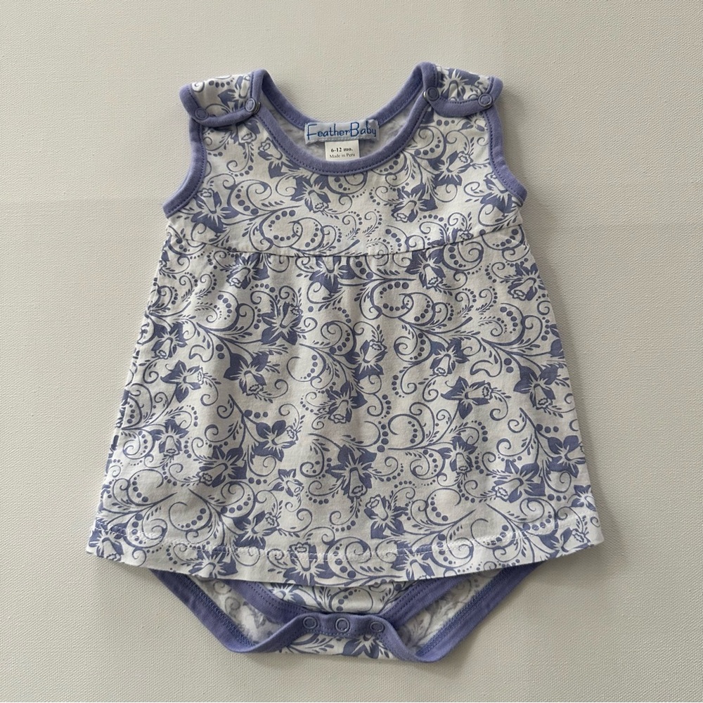 Feather Baby Girl 6 Months Purple Floral Romper One Piece Pima Cotton